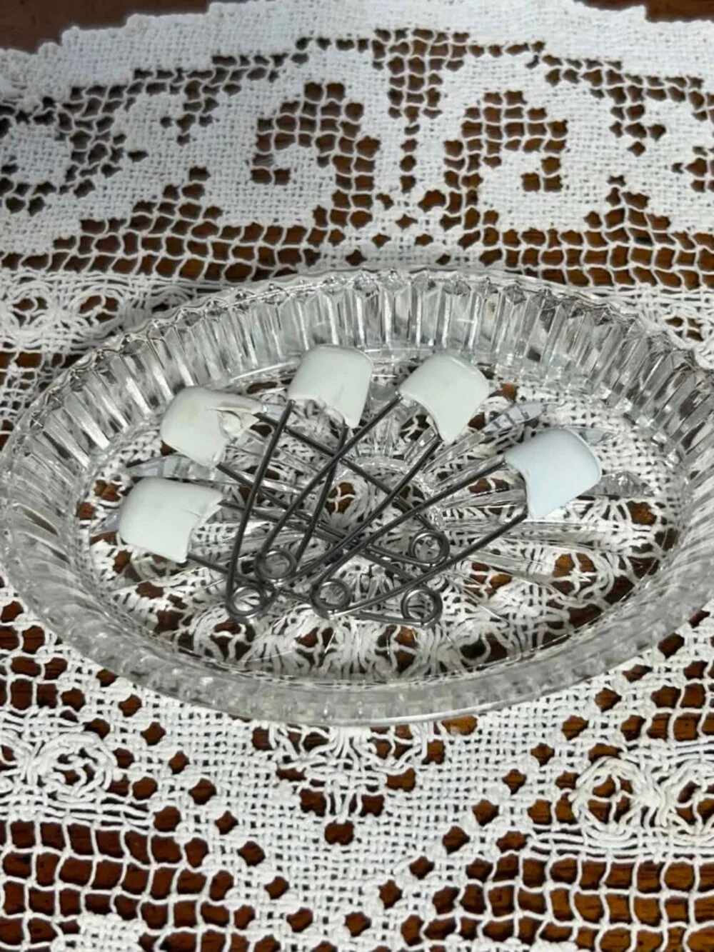 Vintage White Diaper Safety Pins - Set of 5